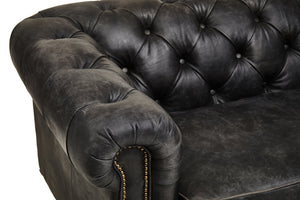 Hoxton Antique Black 3 Seat Chesterfield Leather Sofa - Canwell Interiors Limited - Xshowhome