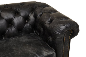 Hoxton Antique Black 3 Seat Chesterfield Leather Sofa - Canwell Interiors Limited - Xshowhome