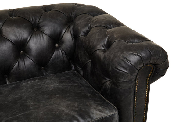 Hoxton Antique Black 3 Seat Chesterfield Leather Sofa - Canwell Interiors Limited - Xshowhome