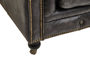Hoxton Antique Black 3 Seat Chesterfield Leather Sofa - Canwell Interiors Limited - Xshowhome