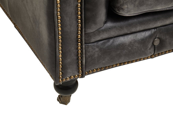 Hoxton Antique Black 3 Seat Chesterfield Leather Sofa - Canwell Interiors Limited - Xshowhome