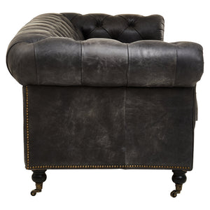 Hoxton Antique Black 3 Seat Chesterfield Leather Sofa - Canwell Interiors Limited - Xshowhome