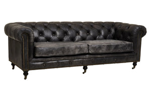 Hoxton Antique Black 3 Seat Chesterfield Leather Sofa - XShowhome Limited - Xshowhome