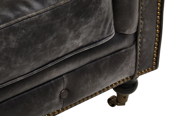 Hoxton Antique Black 3 Seat Chesterfield Leather Sofa - XShowhome Limited - Xshowhome