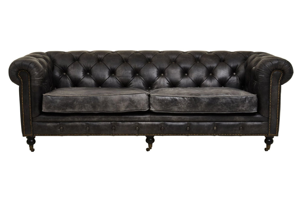 Hoxton Antique Black 3 Seat Chesterfield Leather Sofa - XShowhome Limited - Xshowhome