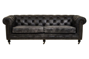 Hoxton Antique Black 3 Seat Chesterfield Leather Sofa - XShowhome Limited - Xshowhome