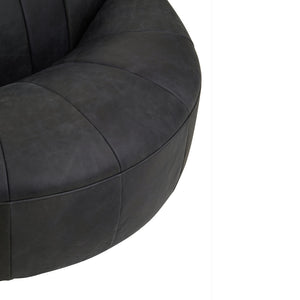 Hoxton Antique Black Leather Lounge Cocoon Chair - Canwell Interiors Limited - Xshowhome