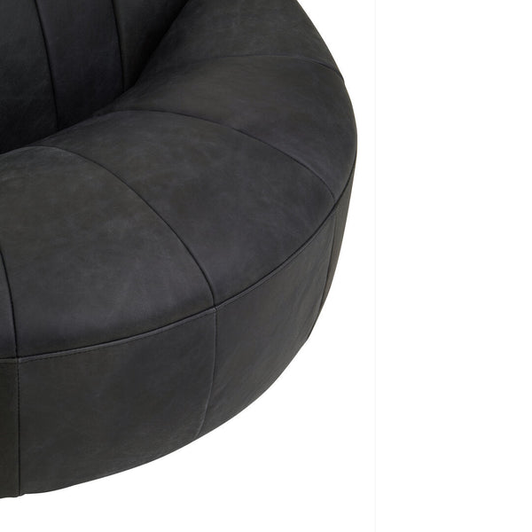 Hoxton Antique Black Leather Lounge Cocoon Chair - Canwell Interiors Limited - Xshowhome