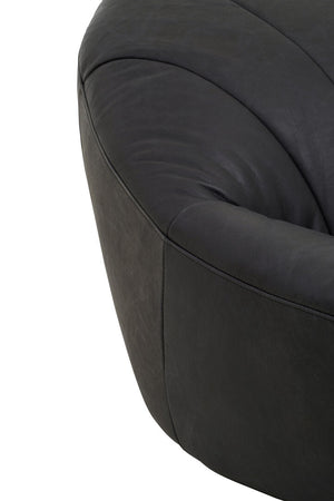 Hoxton Antique Black Leather Lounge Cocoon Chair - Canwell Interiors Limited - Xshowhome