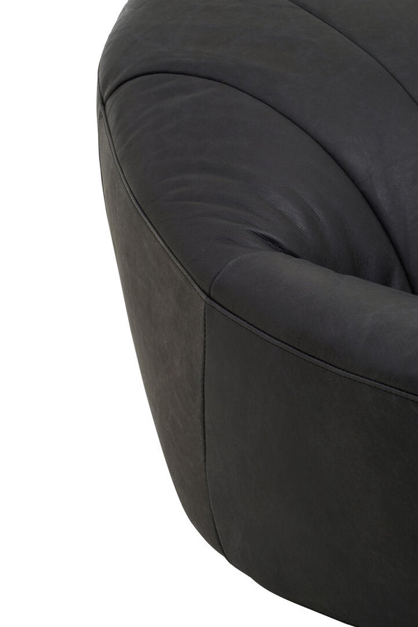 Hoxton Antique Black Leather Lounge Cocoon Chair - Canwell Interiors Limited - Xshowhome