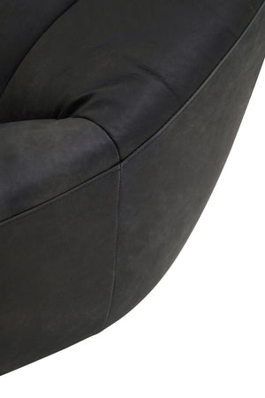 Hoxton Antique Black Leather Lounge Cocoon Chair - Canwell Interiors Limited - Xshowhome