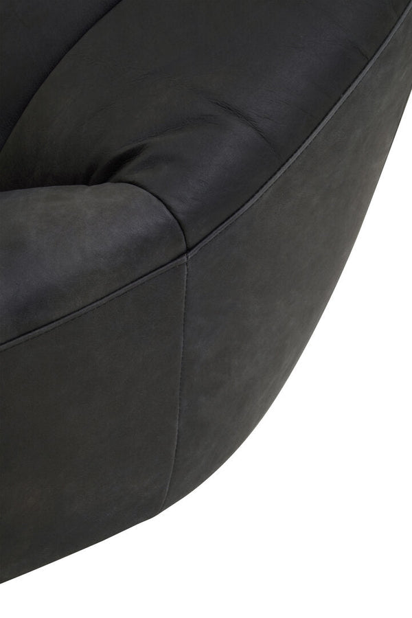 Hoxton Antique Black Leather Lounge Cocoon Chair - Canwell Interiors Limited - Xshowhome