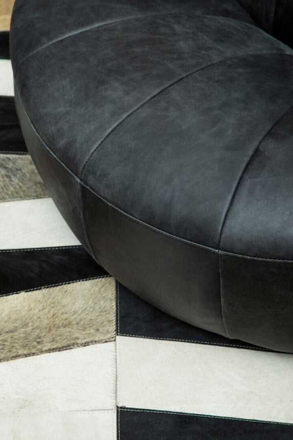 Hoxton Antique Black Leather Lounge Cocoon Chair - Canwell Interiors Limited - Xshowhome