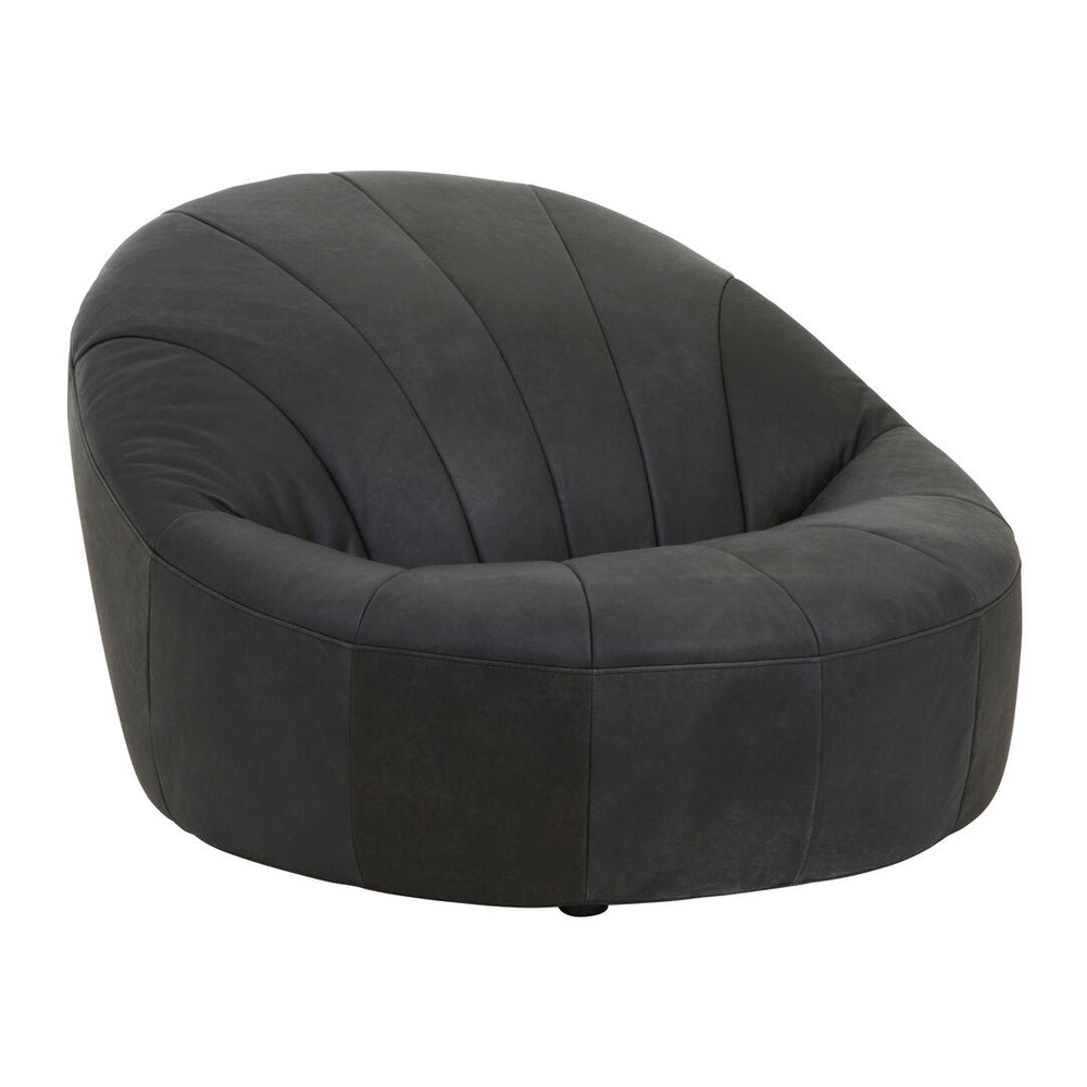 Hoxton Antique Black Leather Lounge Cocoon Chair - Canwell Interiors Limited - Xshowhome