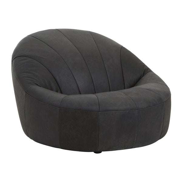 Hoxton Antique Black Leather Lounge Cocoon Chair - Canwell Interiors Limited - Xshowhome