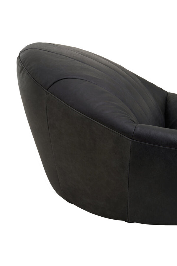 Hoxton Antique Black Leather Lounge Cocoon Chair - Canwell Interiors Limited - Xshowhome