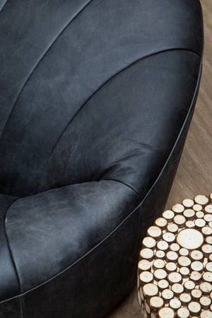 Hoxton Antique Black Leather Lounge Cocoon Chair - Canwell Interiors Limited - Xshowhome