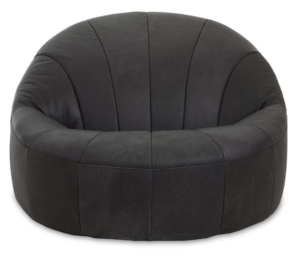 Hoxton Antique Black Leather Lounge Cocoon Chair - Canwell Interiors Limited - Xshowhome