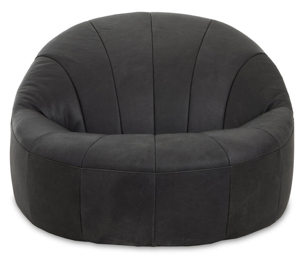Hoxton Antique Black Leather Lounge Cocoon Chair - Canwell Interiors Limited - Xshowhome