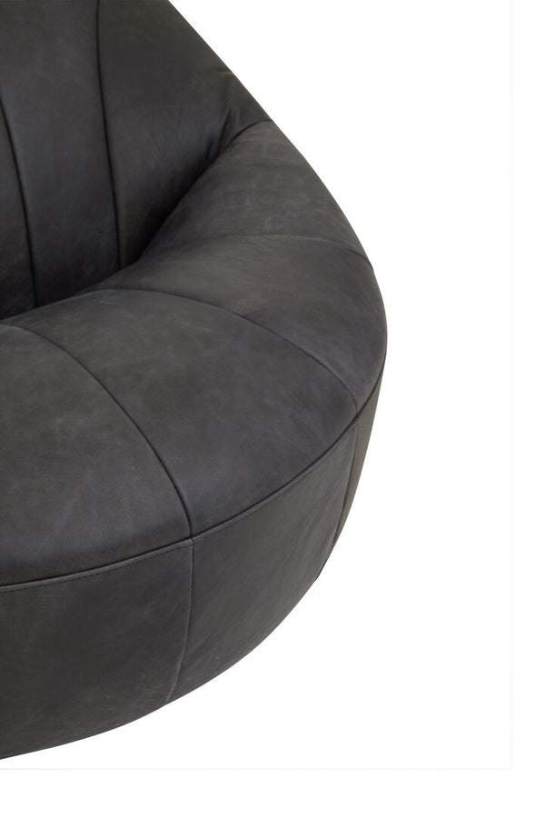 Hoxton Antique Black Leather Lounge Cocoon Chair - Canwell Interiors Limited - Xshowhome