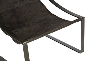 Hoxton Antique Black Leather Sling Chair - Canwell Interiors Limited - Xshowhome