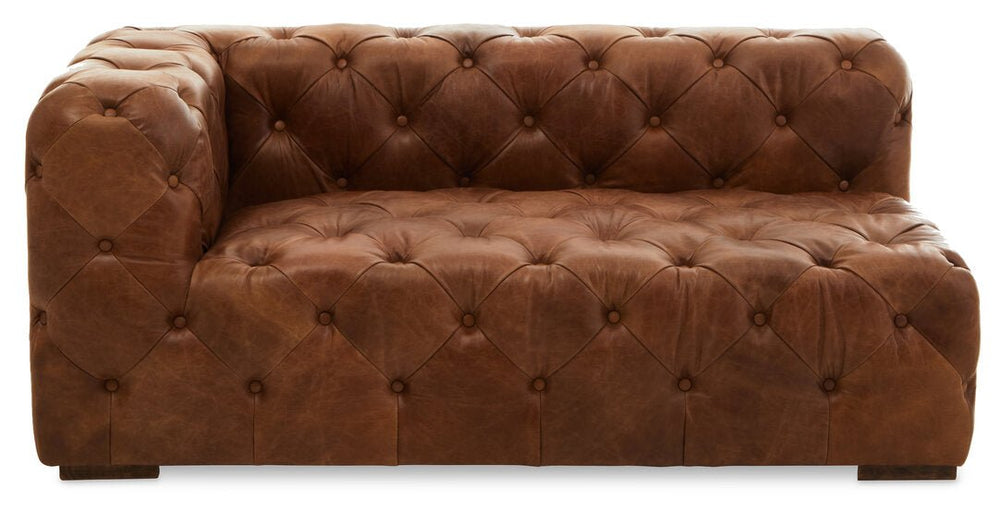 Hoxton Brown Leather Left Arm Modern Chesterfield Sofa - Canwell Interiors Limited - Xshowhome