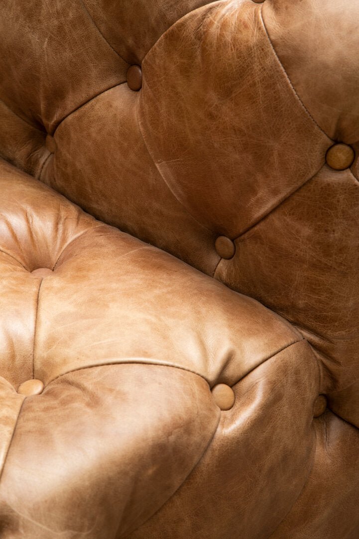 Hoxton Brown Leather Left Arm Modern Chesterfield Sofa - Canwell Interiors Limited - Xshowhome