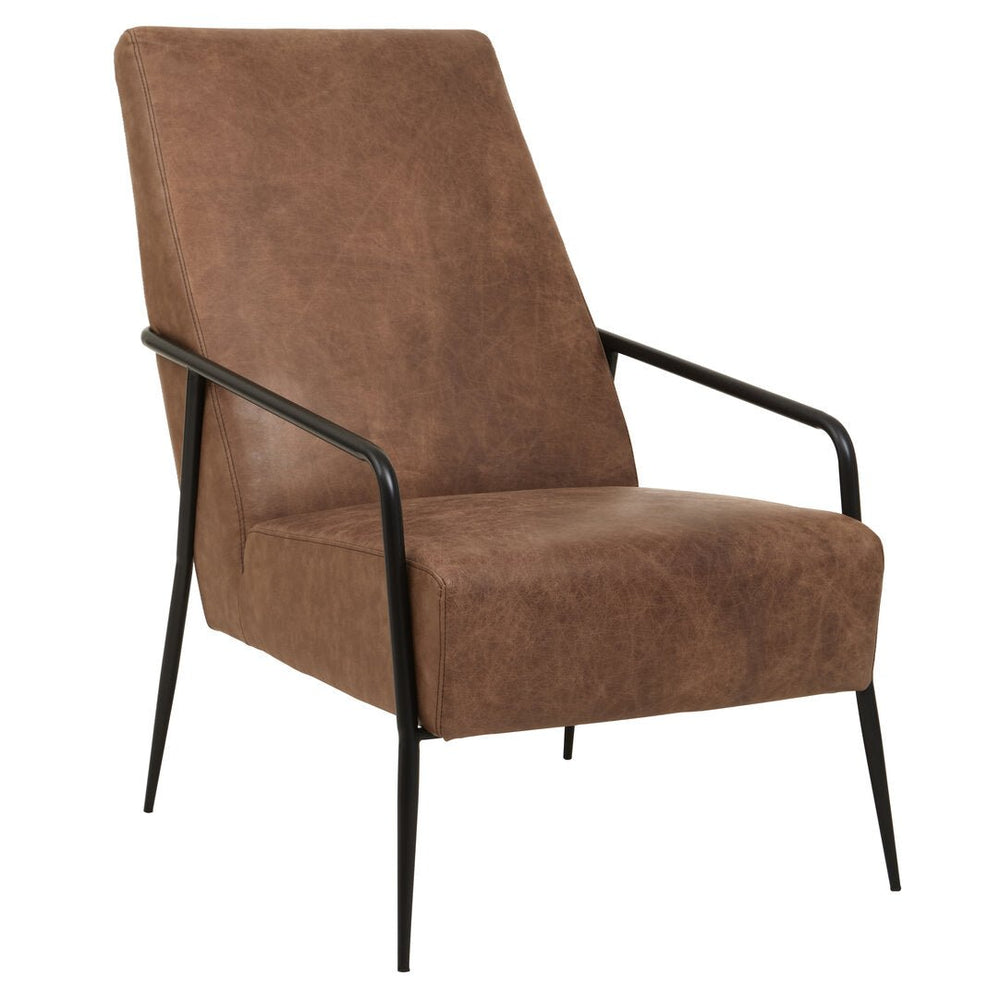 Hoxton Brown Leather Lounge Chair With Reclined Profile - Canwell Interiors Limited - Xshowhome