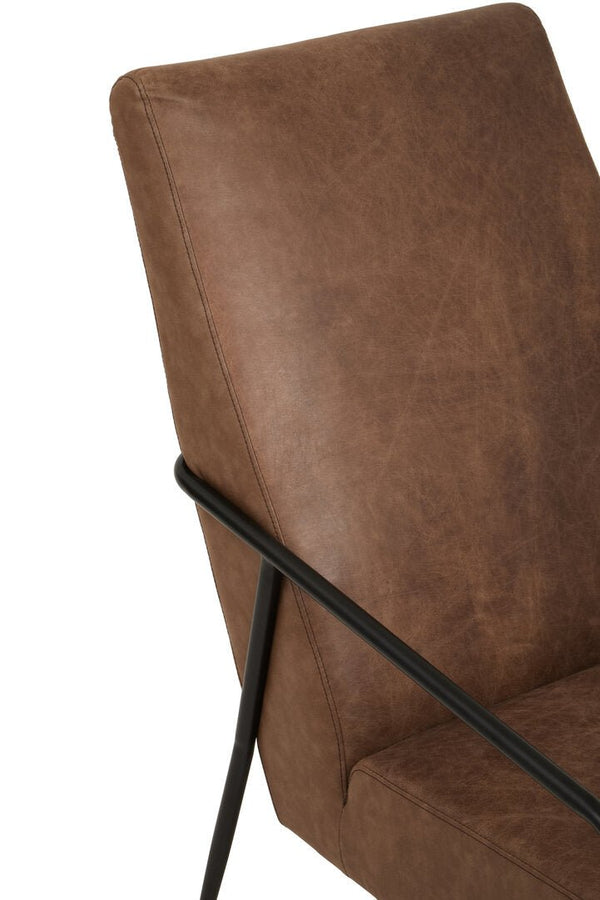 Hoxton Brown Leather Lounge Chair With Reclined Profile - Canwell Interiors Limited - Xshowhome