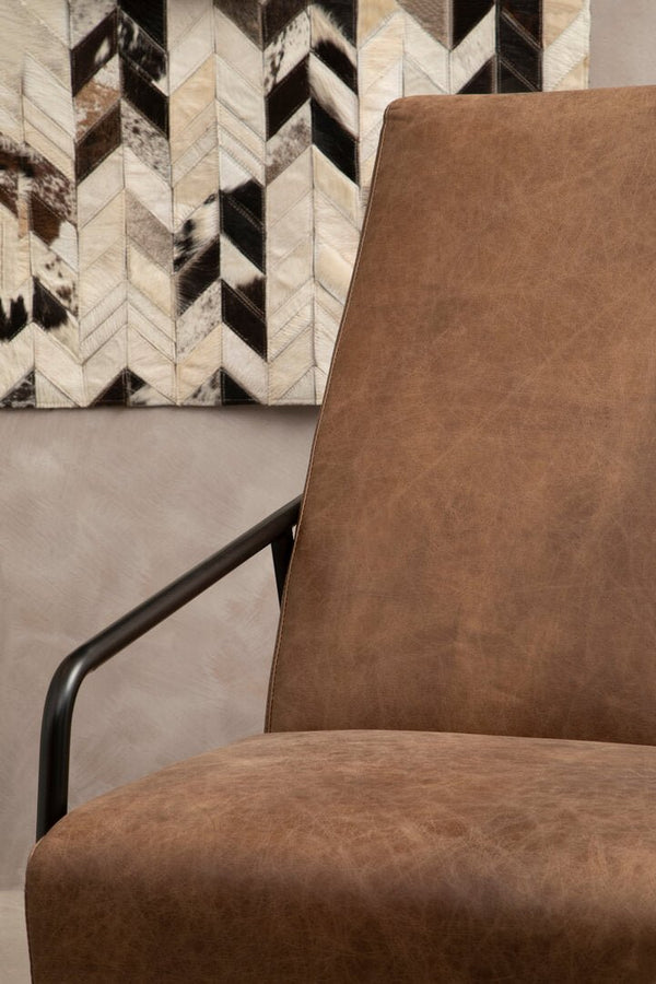 Hoxton Brown Leather Lounge Chair With Reclined Profile - Canwell Interiors Limited - Xshowhome