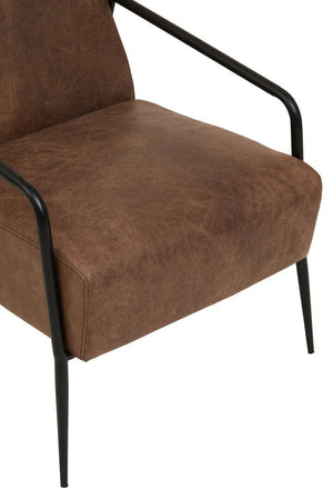 Hoxton Brown Leather Lounge Chair With Reclined Profile - Canwell Interiors Limited - Xshowhome