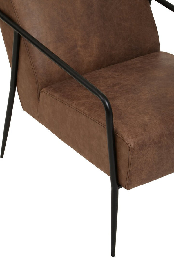 Hoxton Brown Leather Lounge Chair With Reclined Profile - Canwell Interiors Limited - Xshowhome
