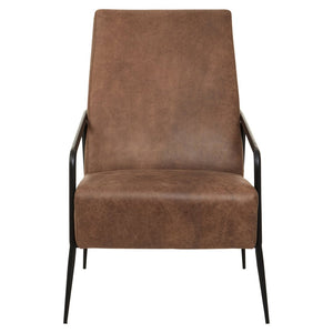 Hoxton Brown Leather Lounge Chair With Reclined Profile - Canwell Interiors Limited - Xshowhome