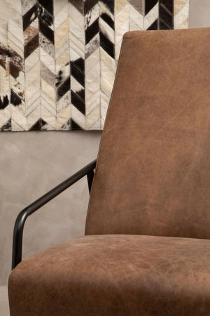 Hoxton Brown Leather Lounge Chair With Reclined Profile - XShowhome Limited - Xshowhome