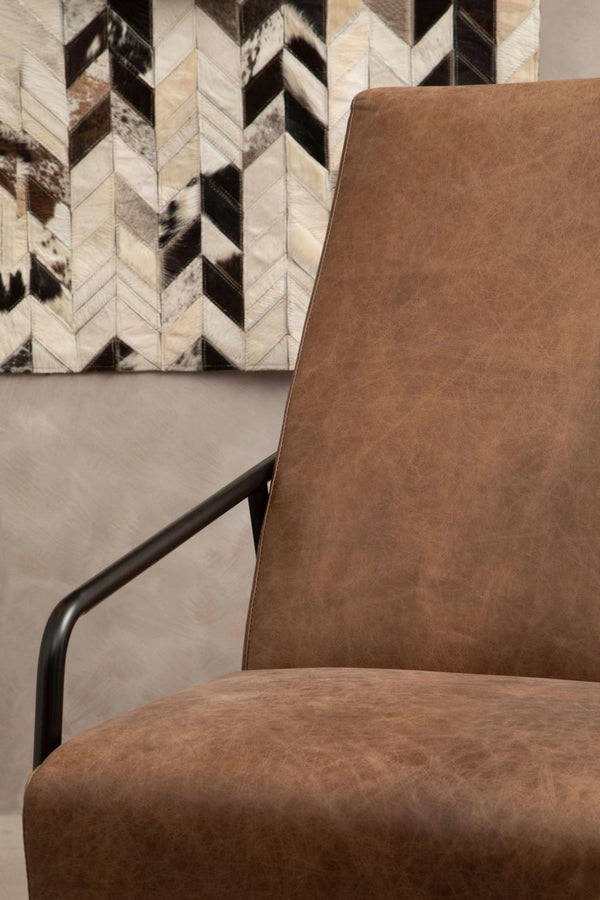 Hoxton Brown Leather Lounge Chair With Reclined Profile - XShowhome Limited - Xshowhome