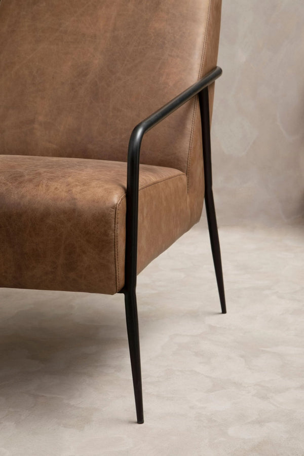 Hoxton Brown Leather Lounge Chair With Reclined Profile - XShowhome Limited - Xshowhome