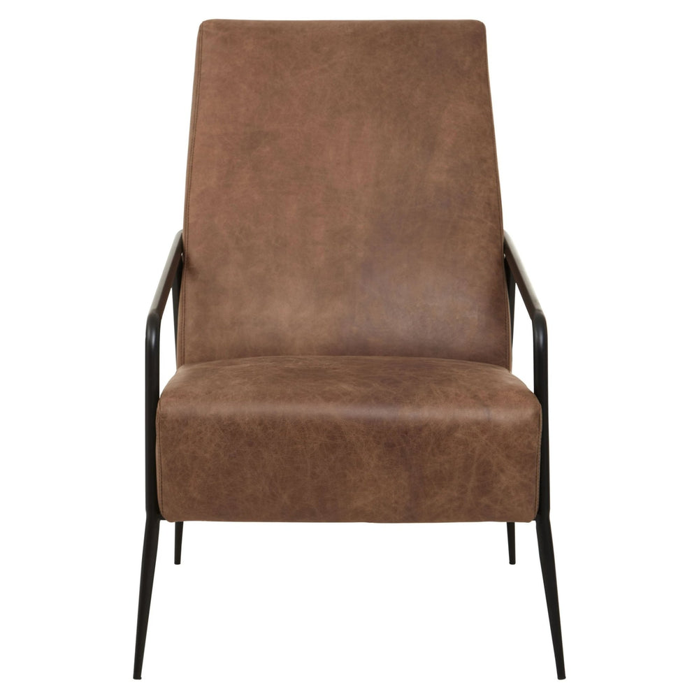 Hoxton Brown Leather Lounge Chair With Reclined Profile - XShowhome Limited - Xshowhome