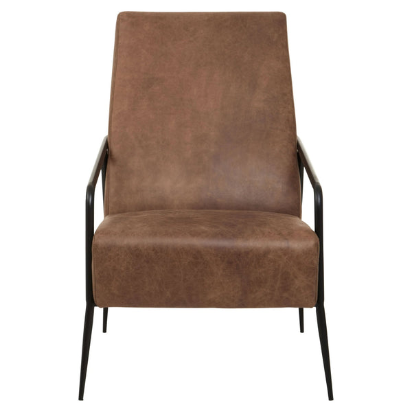 Hoxton Brown Leather Lounge Chair With Reclined Profile - XShowhome Limited - Xshowhome