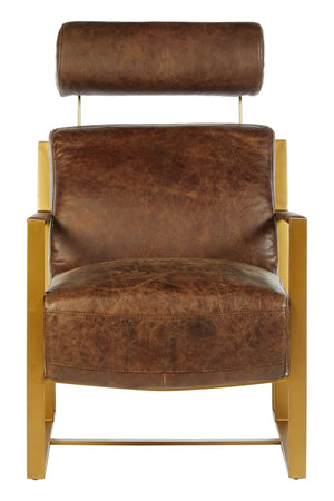 Hoxton Brown Leather Lounge Chair with Rose Gold Iron Frame - XShowhome Limited - Xshowhome