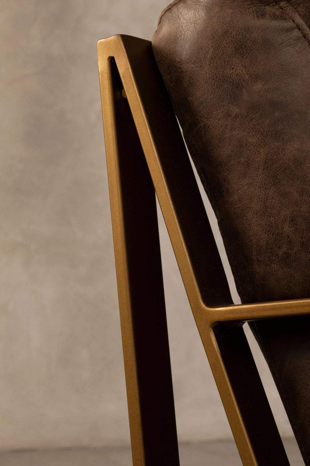 Hoxton Brown Leather Lounge Chair with Rose Gold Iron Frame - XShowhome Limited - Xshowhome