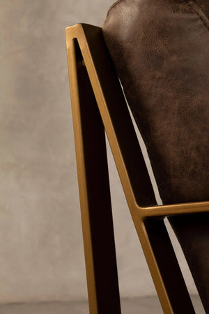 Hoxton Brown Leather Lounge Chair with Rose Gold Iron Frame - XShowhome Limited - Xshowhome