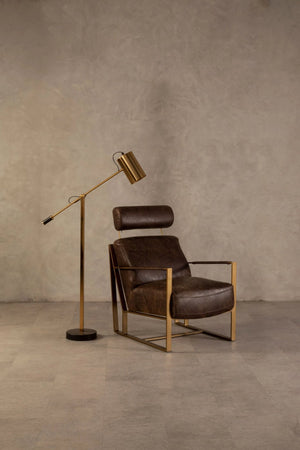 Hoxton Brown Leather Lounge Chair with Rose Gold Iron Frame - XShowhome Limited - Xshowhome