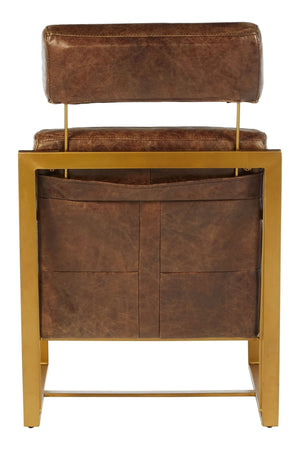 Hoxton Brown Leather Lounge Chair with Rose Gold Iron Frame - XShowhome Limited - Xshowhome