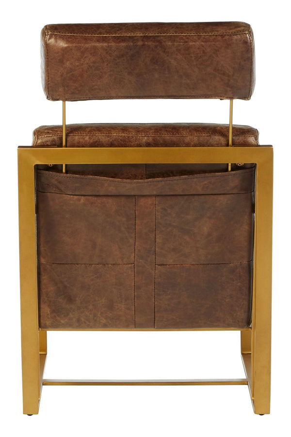 Hoxton Brown Leather Lounge Chair with Rose Gold Iron Frame - XShowhome Limited - Xshowhome