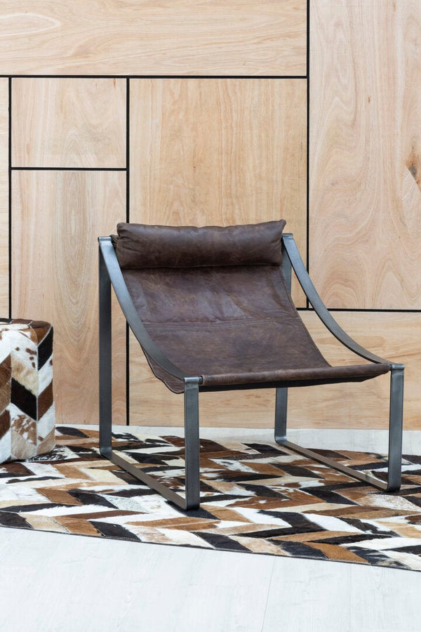 Hoxton Brown Leather Sling Chair - Canwell Interiors Limited - Xshowhome