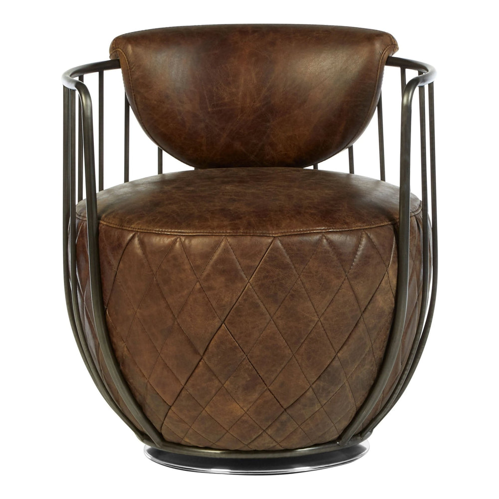 Hoxton Brown Leather Swivel Chair - XShowhome Limited - Xshowhome