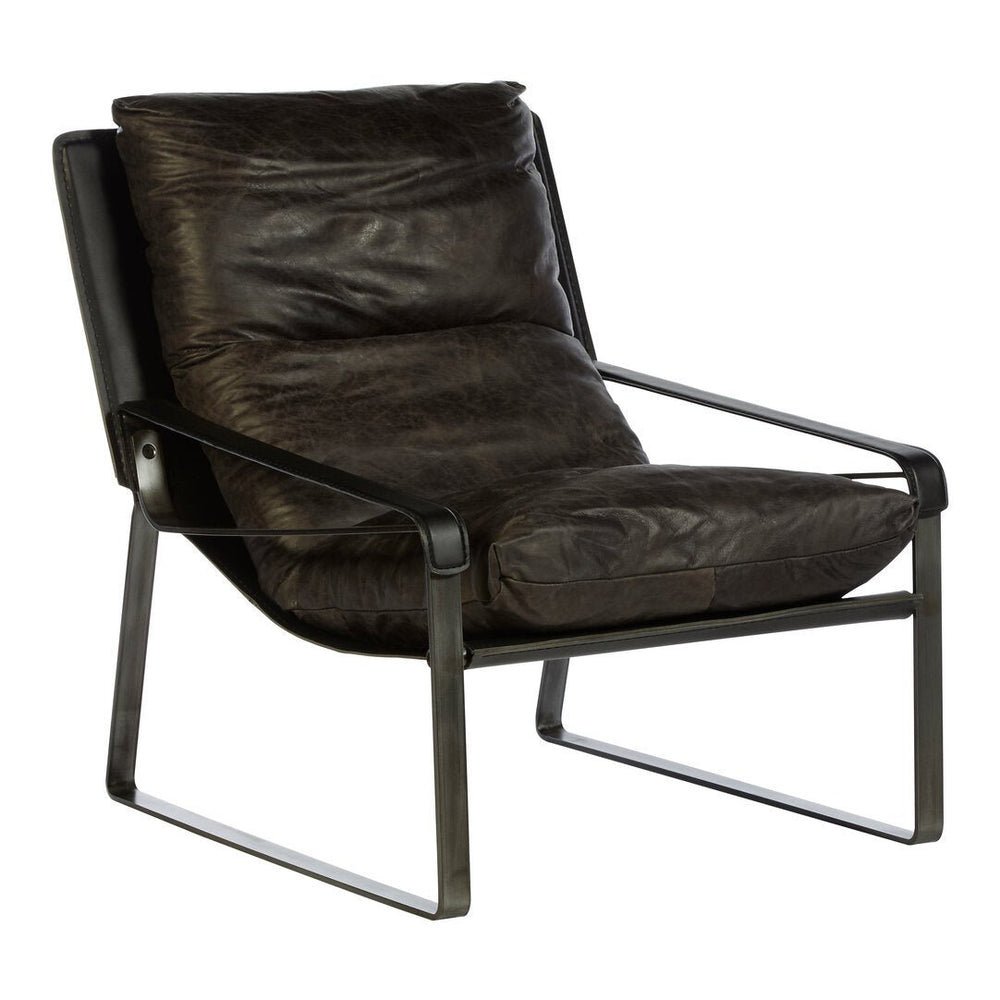 Hoxton Dark Brown Leather Lounge Chair - Canwell Interiors Limited - Xshowhome