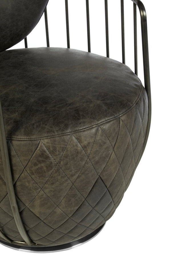 Hoxton Dark Grey Leather Swivel Chair - Canwell Interiors Limited - Xshowhome