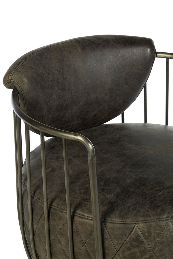 Hoxton Dark Grey Leather Swivel Chair - Canwell Interiors Limited - Xshowhome