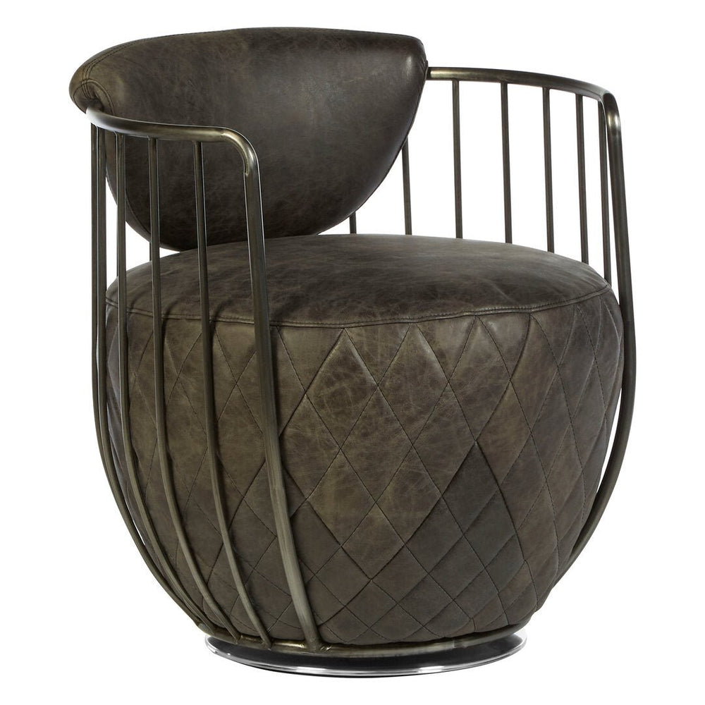 Hoxton Dark Grey Leather Swivel Chair - Canwell Interiors Limited - Xshowhome